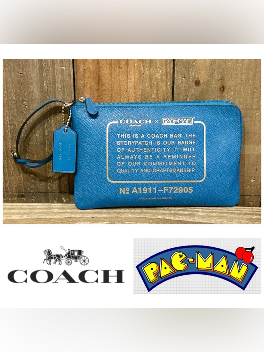 Coach X PAC-MAN Limited Edition Leather Pouch (F72905).
